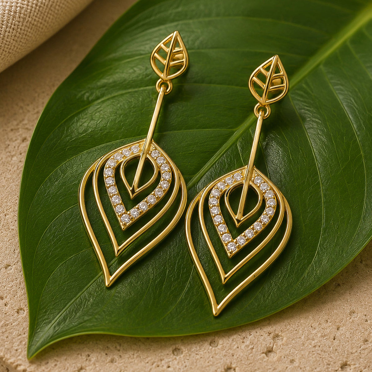 YADEEP Radiant Leaf Drop Earrings