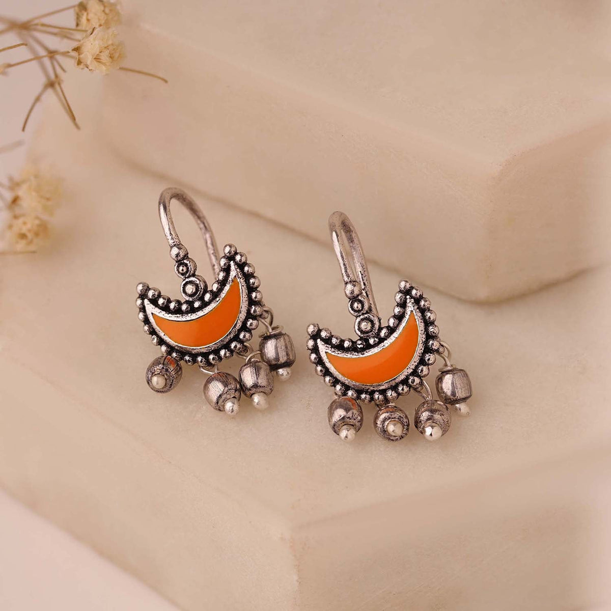 YADEEP Amber Crescent Bugadi Earrings