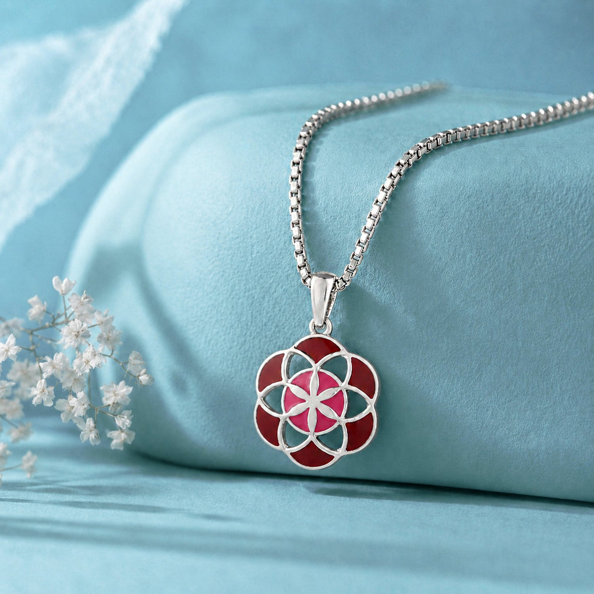 YADEEP Crimson Geometric Pendant