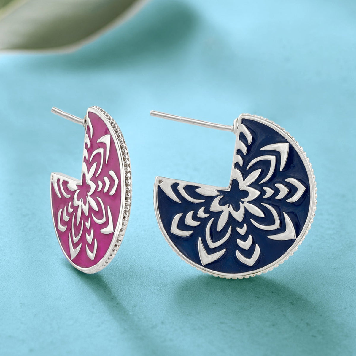 YADEEP Geometric Enamel Hoop Earrings