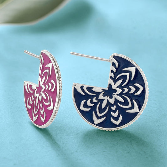 YADEEP Geometric Enamel Hoop Earrings