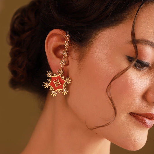 YADEEP Golden Sunburst Earrings