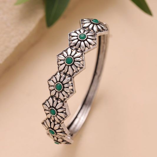 YADEEP Green Botanical Oxidised Bangle
