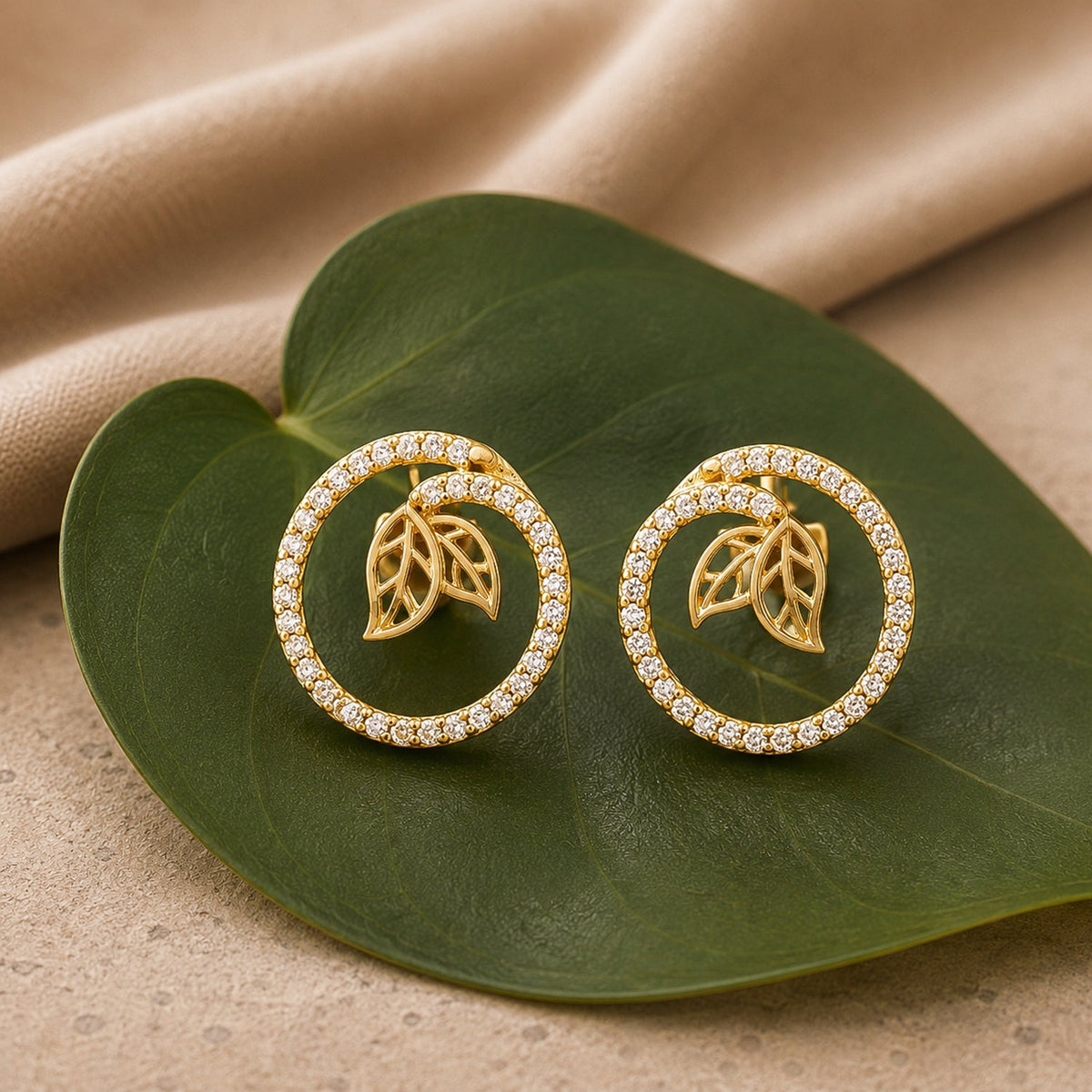 YADEEP Leaf Halo Stud Earrings