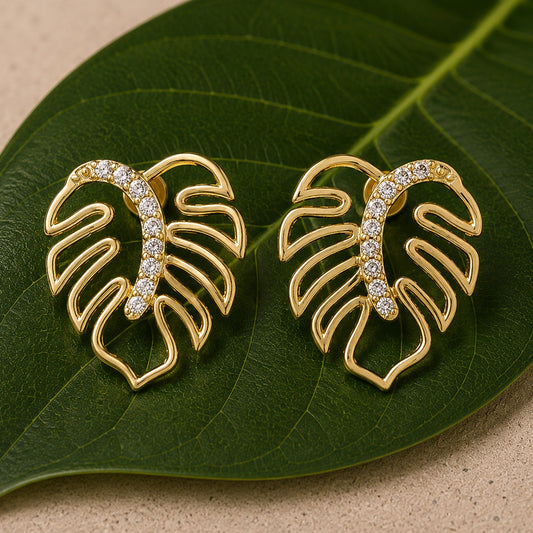 YADEEP Monstera Leaf Stud Earrings