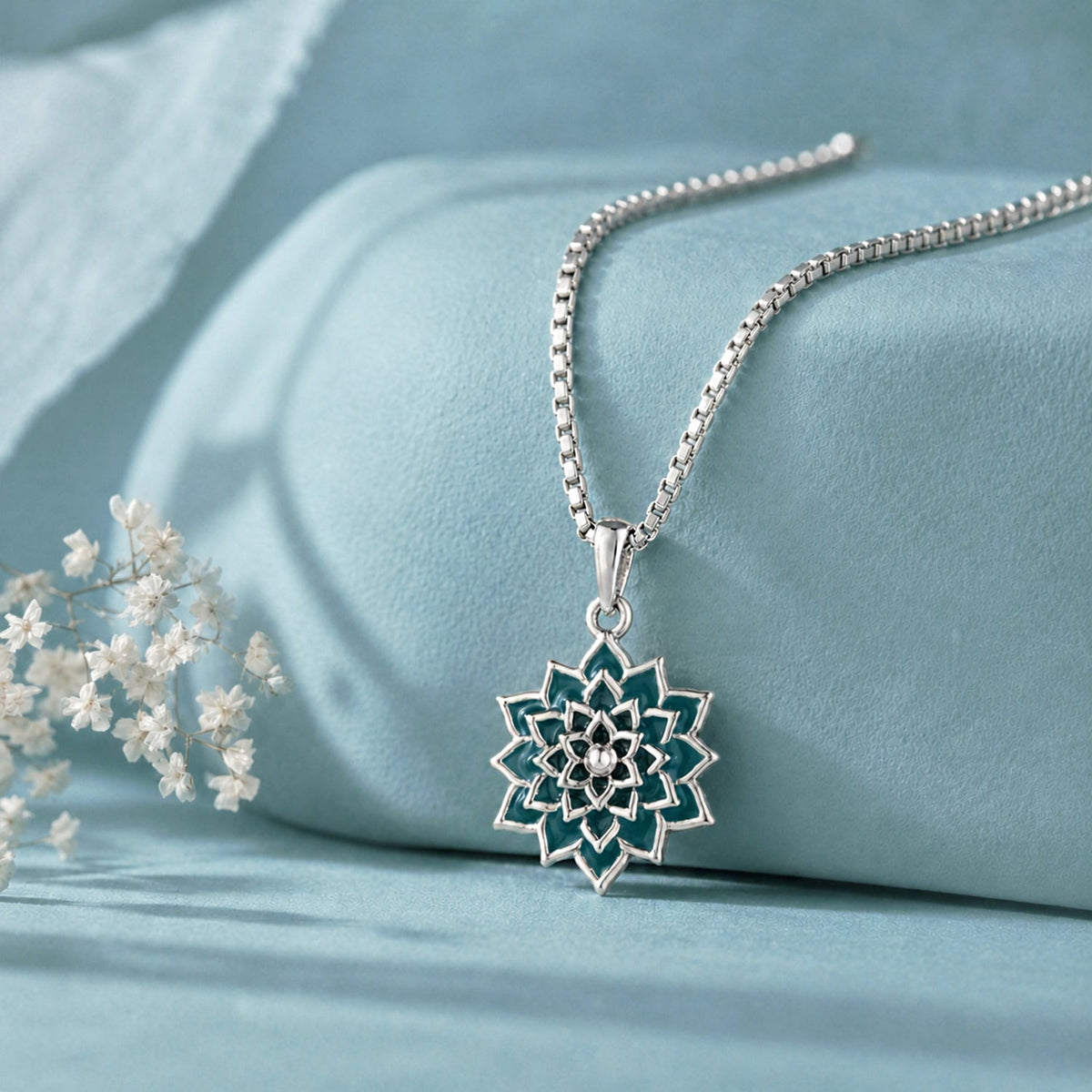 YADEEP Teal Geometric Pendant